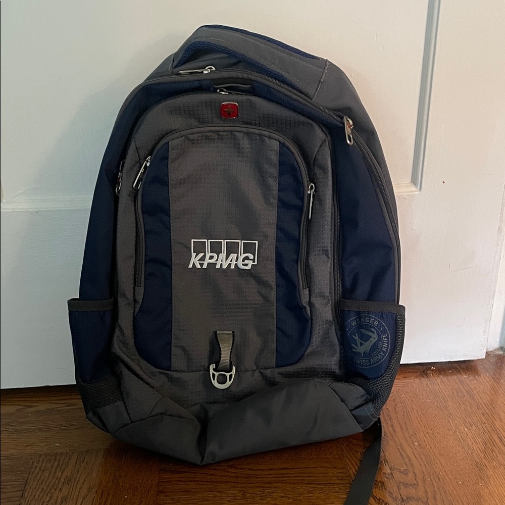 Gray and Blue KPMG Men's Backpack